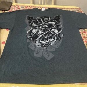 Vintage skull dice gambler t shirt Y2K on gildan tag mens Sz 2XL